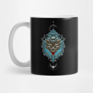 Awesome angry wolf with skull. Mug